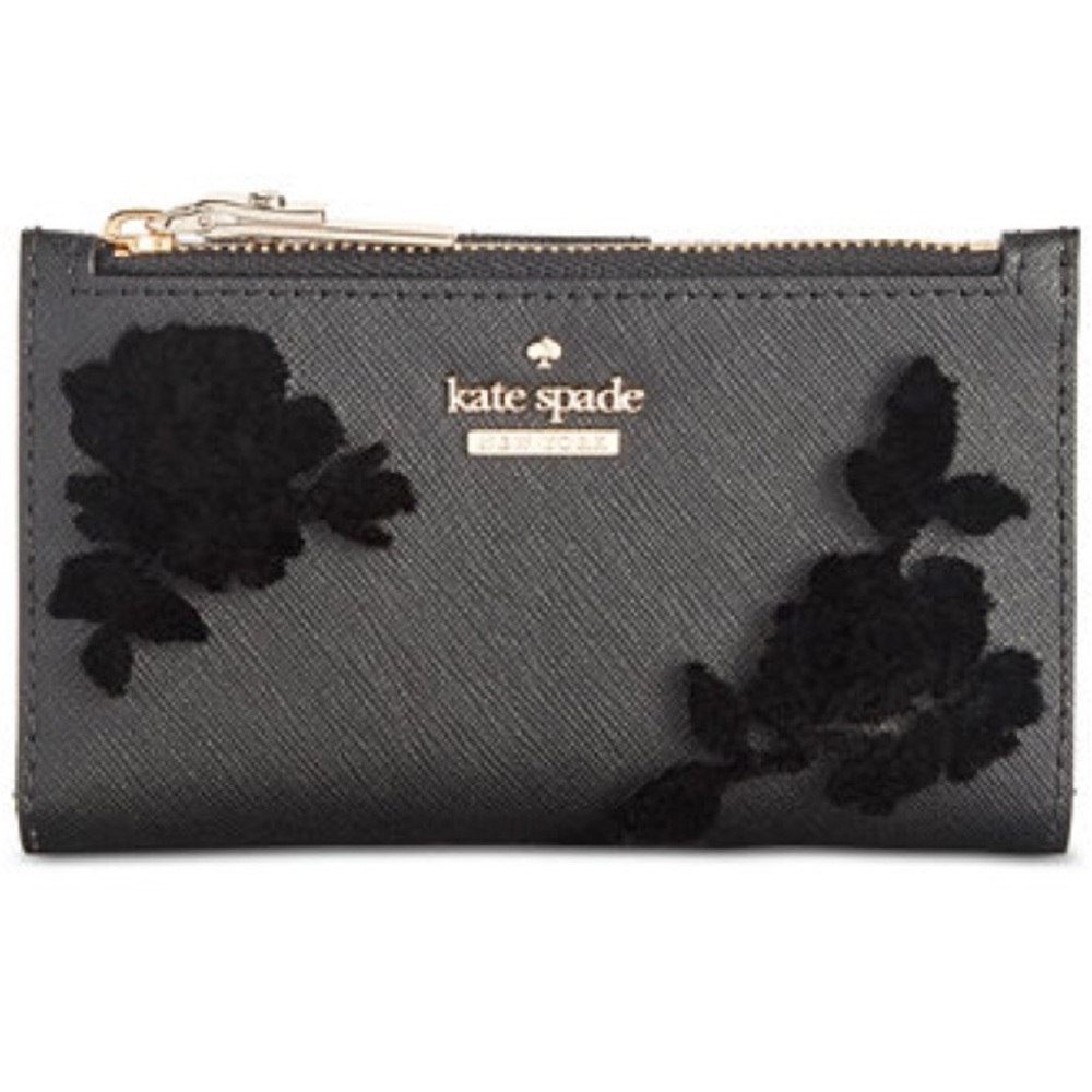 Kate Spade Black Floral Bifold Wallet